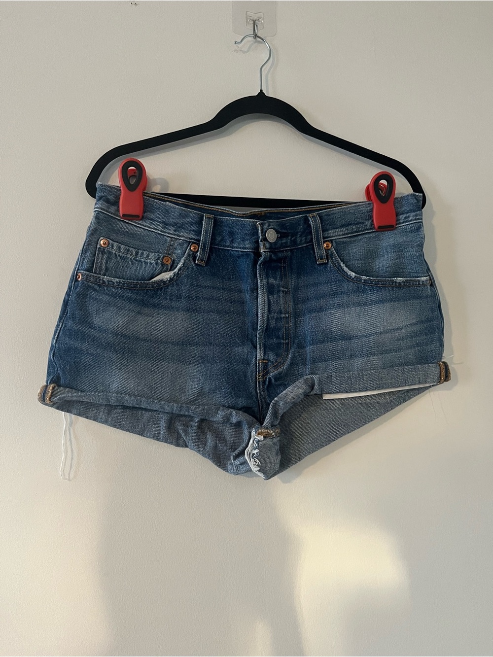 Levi's 501 Womens Denim Cutoff Shorts 31 Button Fly Medium Wash Western